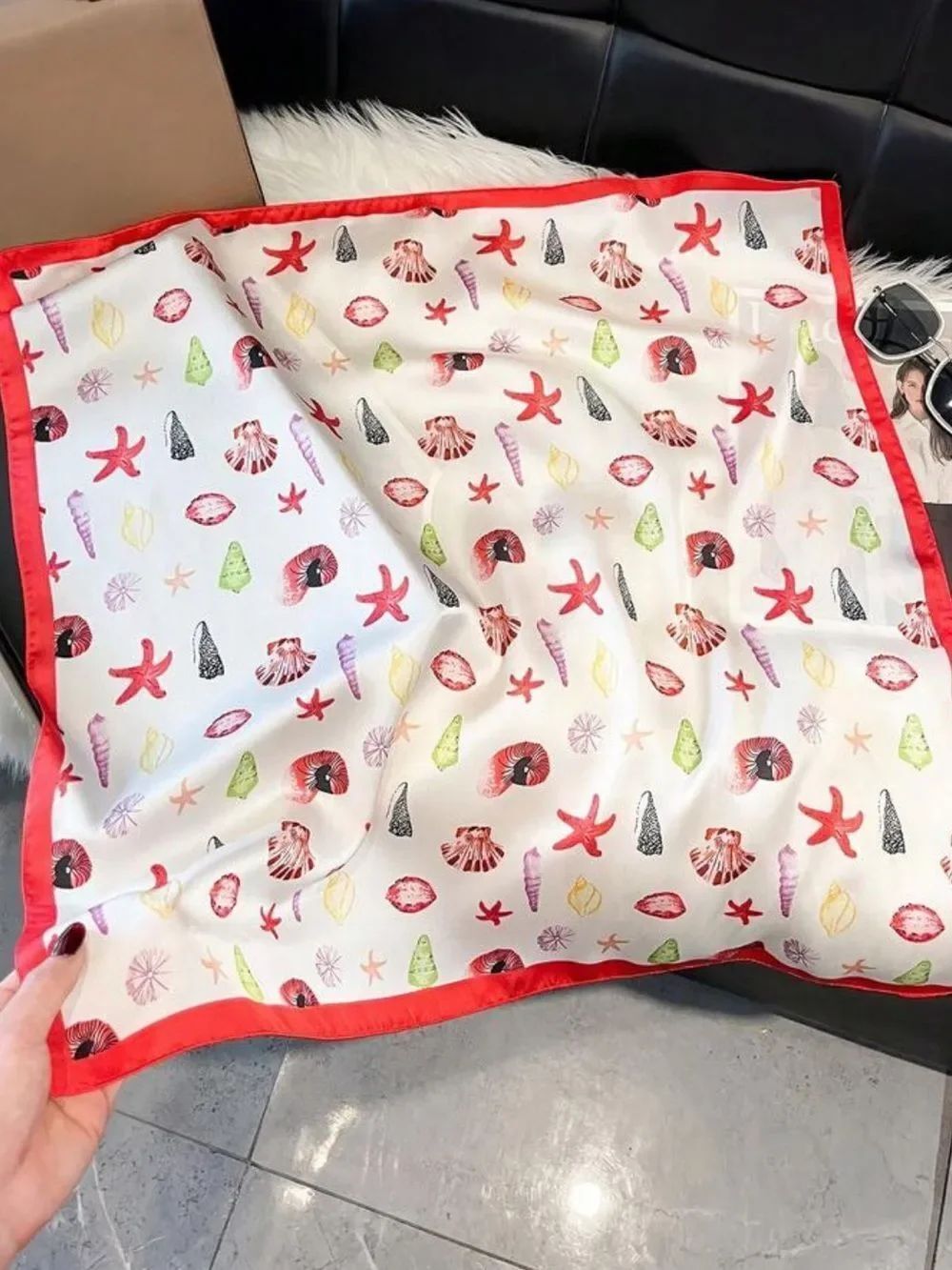 Seashell Print Scarf S195